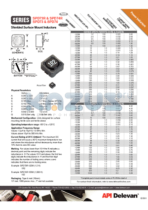 SPD74-334M datasheet - Shielded Surface Mount Inductors