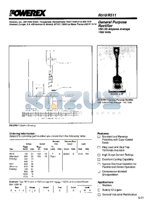 R510 datasheet - General Purpose Rectifier (100-150 Amperes Average 1200 Volts)