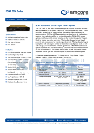 PONA3037-GC-01-P-AC datasheet - Erbium Doped Fiber Amplifier