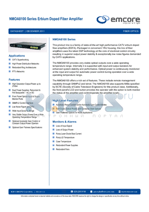 NMOA8100GFF-XX01-2004 datasheet - Erbium Doped Fiber Amplifier