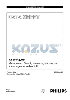 SA57031-24UK datasheet - Micropower 150 mA, low-noise, low dropout linear regulator with on/off