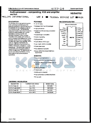 SA5752D datasheet - Audio processor-companding, VOX and amplifier section