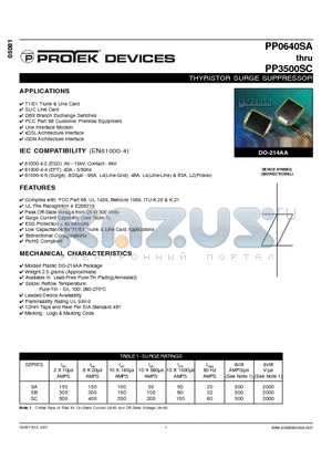 PP0640SC-T datasheet - THYRISTOR SURGE SUPPRESSOR