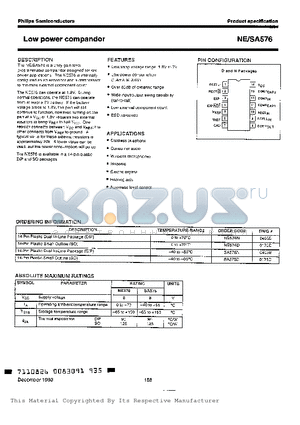 SA576 datasheet - Low Power Compandor