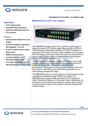 NMOA8200-XX01-2005 datasheet - CATV Fiber Amplifier