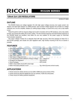 R5322N003A-TR datasheet - 120mA 2ch LDO REGULATORS