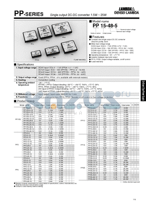 PP10-12-15 datasheet - Single, Dual output DC-DC converter 1.5W ~ 25W
