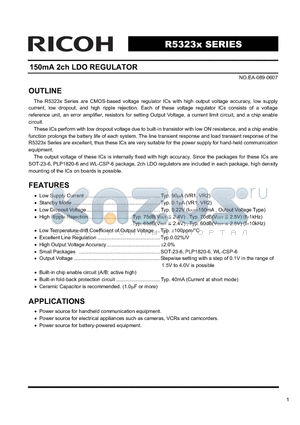 R5323K002B datasheet - 150mA 2ch LDO REGULATOR