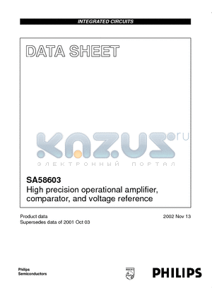 SA58603D datasheet - High precision operational amplifier, comparator, and voltage reference