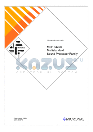 MSP3425G datasheet - MSP 34x5G Multistandard Sound Processor Family