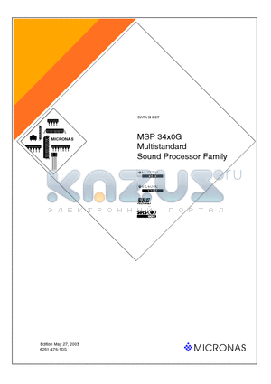 MSP3400G datasheet - Multistandard Sound Processor Family