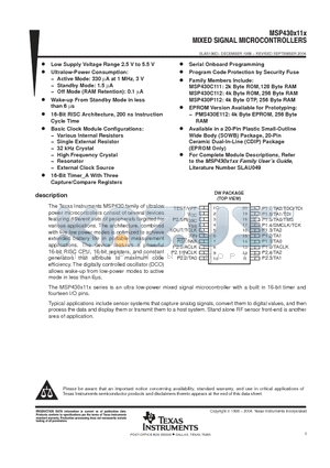 MSP430 datasheet - MIXED SIGNAL MICROCONTROLLERS