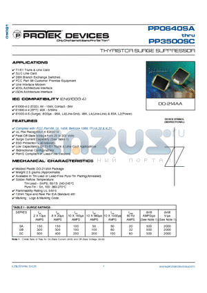 PP1300SC datasheet - THYRISTOR SURGE SUPPRESSOR