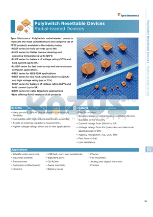 RKEF075 datasheet - PolySwitch Resettable Devices Radial-leaded Devices
