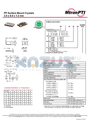 PP1DDS datasheet - Surface Mount Crystals