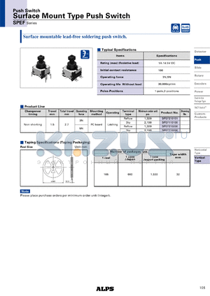 SPEF110200 datasheet - Surface Mount Type Push Switch