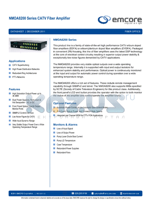 NMOA8200WDM-XX01-1005 datasheet - CATV Fiber Amplifier