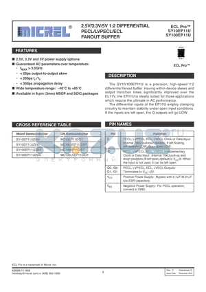 SY10EP11UKG datasheet - 2.5V/3.3V/5V 1:2 DIFFERENTIAL PECL/LVPECL/ECL FANOUT BUFFER