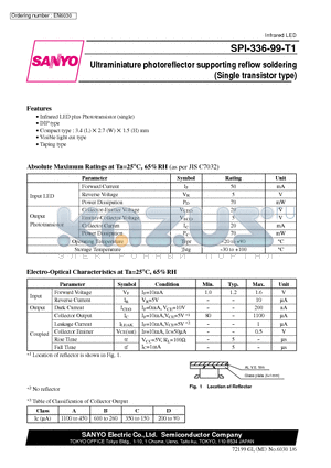 SPI-336-99-T1 datasheet - Ultraminiature photoreflector supporting reflow soldering Single transistor type