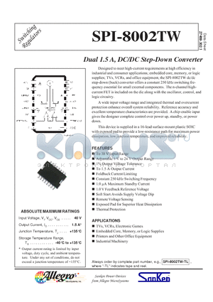 SPI-8002TW-TL datasheet - Dual 1.5 A, DC/DC Step-Down Converter