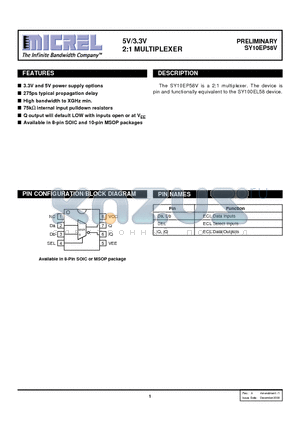 SY10EP58VKC datasheet - 5V/3.3V 2:1 MULTIPLEXER