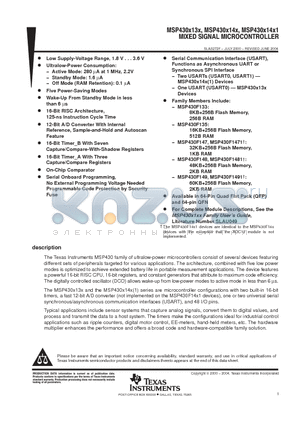 MSP430F133IPMR datasheet - MIXED SIGNAL MICROCONTROLLER