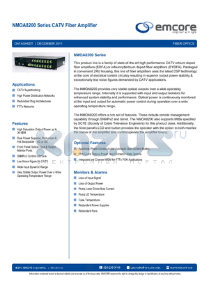 NMOA8200WDM-XX08-1014 datasheet - CATV Fiber Amplifier