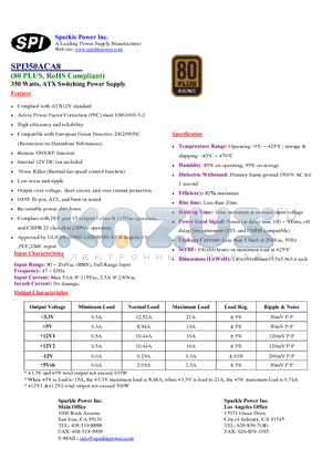 SPI350ACA8 datasheet - 350 Watts, ATX Switching Power Supply