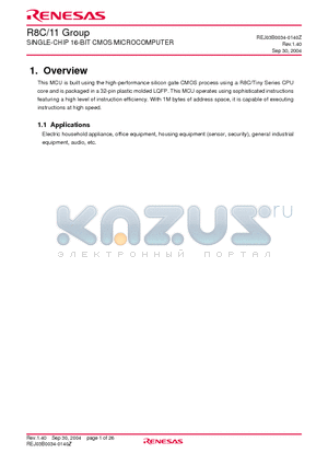 R5F21112FP datasheet - SINGLE-CHIP 16-BIT CMOS MICROCOMPUTER