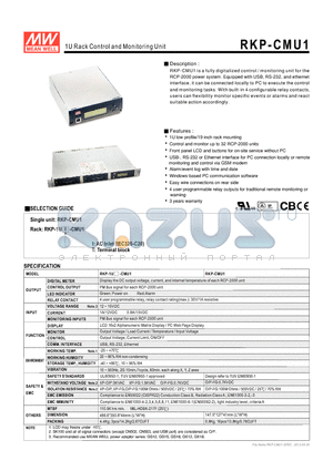 RKP-1U-CMU1 datasheet - 1U Rack Control and Monitoring Unit