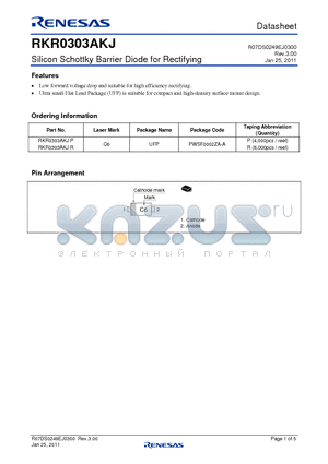 RKR0303AKJR datasheet - Silicon Schottky Barrier Diode for Rectifying
