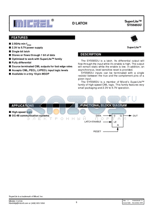 SY55853UKG datasheet - D LATCH