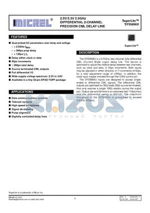 SY55856UHI datasheet - 2.5V/3.3V 2.5GHz DIFFERENTIAL 2-CHANNEL PRECISION CML DELAY LINE