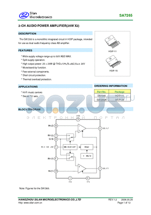 SA7265A datasheet - 2CH AUDIO POWER AMPLIFIER(25W X2)