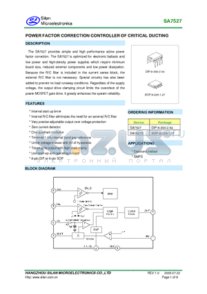 SA7527S datasheet - POWER FACTOR CORRECTION CONTROLLER OF CRITICAL DUCTING
