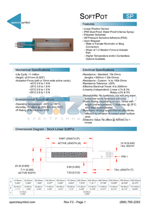 SPL00121031RH datasheet - Linear Position Sensor- IP65 Dust Proof, Water Proof (Intense Spray)