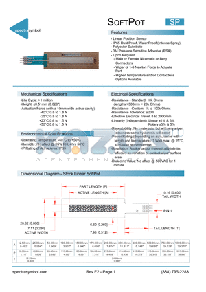 SPL00501031RH datasheet - Linear Position Sensor- IP65 Dust Proof, Water Proof (Intense Spray)