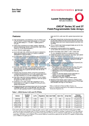 OR3T125-7PS208 datasheet - 3C and 3T Field-Programmable Gate Arrays
