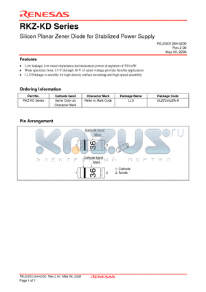 RKZ11A2KD datasheet - Silicon Planar Zener Diode for Stabilized Power Supply