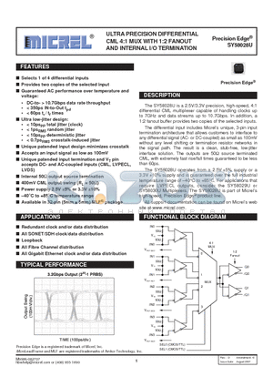 SY58028UMGTR datasheet - ULTRA PRECISION DIFFERENTIAL CML 4:1 MUX WITH 1:2 FANOUT