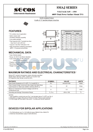 SMAJ78C datasheet - 400W Peak Power Surface Mount TVS