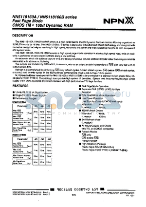 NN5118160BLRR-50 datasheet - CMOS 1M x 16BIT DYNAMIC RAM