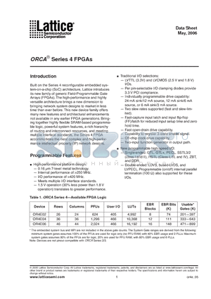 OR4E04-1BA352C datasheet - ORCASeries 4 FPGAs