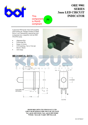 ORE9901Y datasheet - 3mm LED CIRCUIT INDICATOR