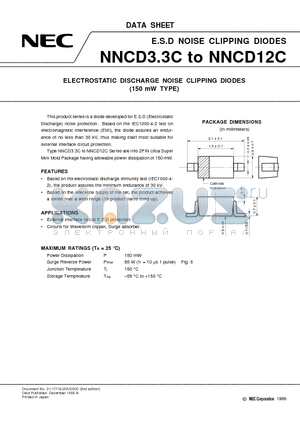 NNCD10C datasheet - ELECTROSTATIC DISCHARGE NOISE CLIPPING DIODES 150 mW TYPE