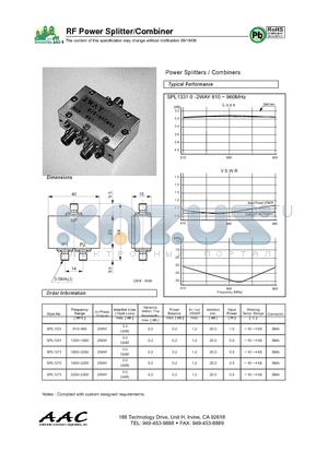 SPL1351 datasheet - RF Power Splitter/Combiner