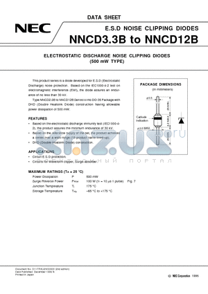 NNCD3.9B datasheet - ELECTROSTATIC DISCHARGE NOISE CLIPPING DIODES 500 mW TYPE