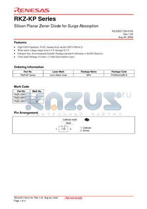 RKZ6.8BKP datasheet - Silicon Planar Zener Diode for Surge Absorption