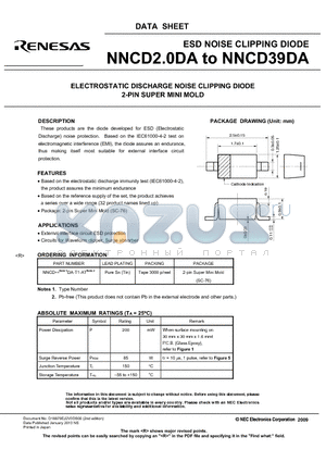 NNCD4.3DA datasheet - ELECTROSTATIC DISCHARGE NOISE CLIPPING DIODE 2-PIN SUPER MINI MOLD
