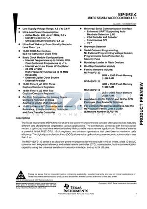 MSP430F2122TPW datasheet - MIXED SIGNAL MICROCONTROLLER